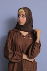 Berry Denim Abaya - Dark Brown