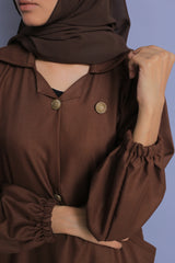 Berry Denim Abaya - Dark Brown