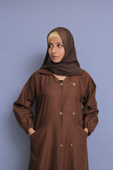Berry Denim Abaya - Dark Brown