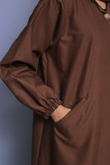 Berry Denim Abaya - Dark Brown