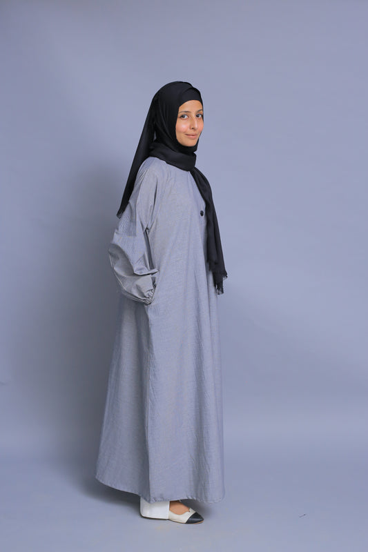 Grey Micro Checker Abaya