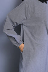 Grey Micro Checker Abaya