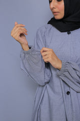Grey Micro Checker Abaya