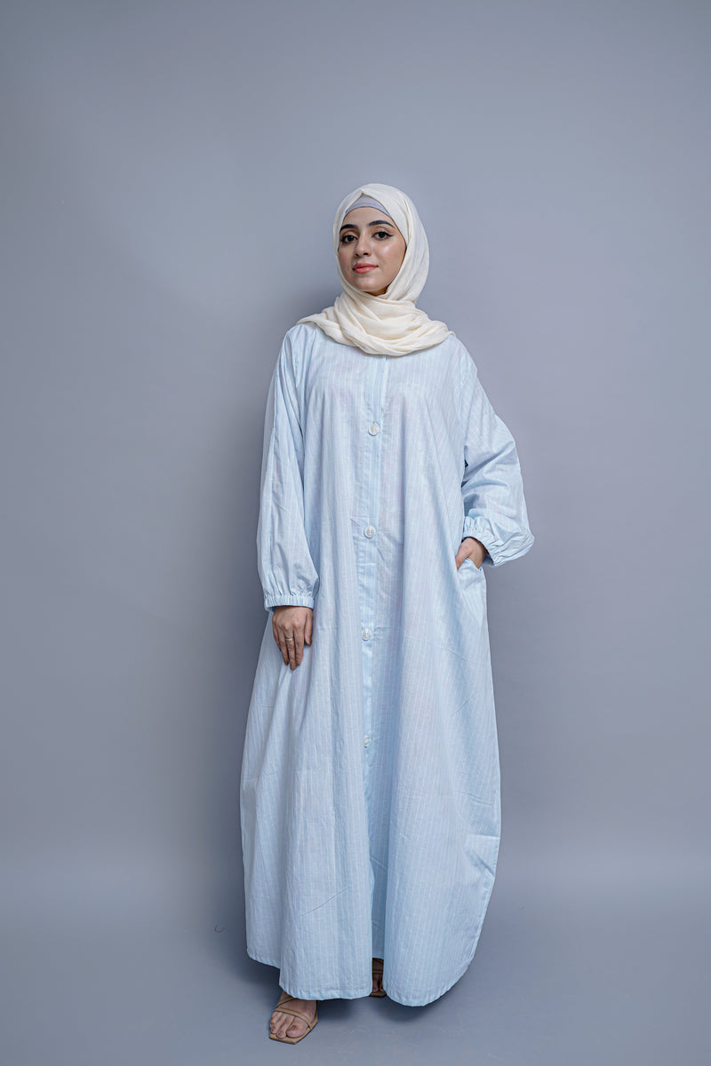 Lawn Abaya - Sky Blue Stripes
