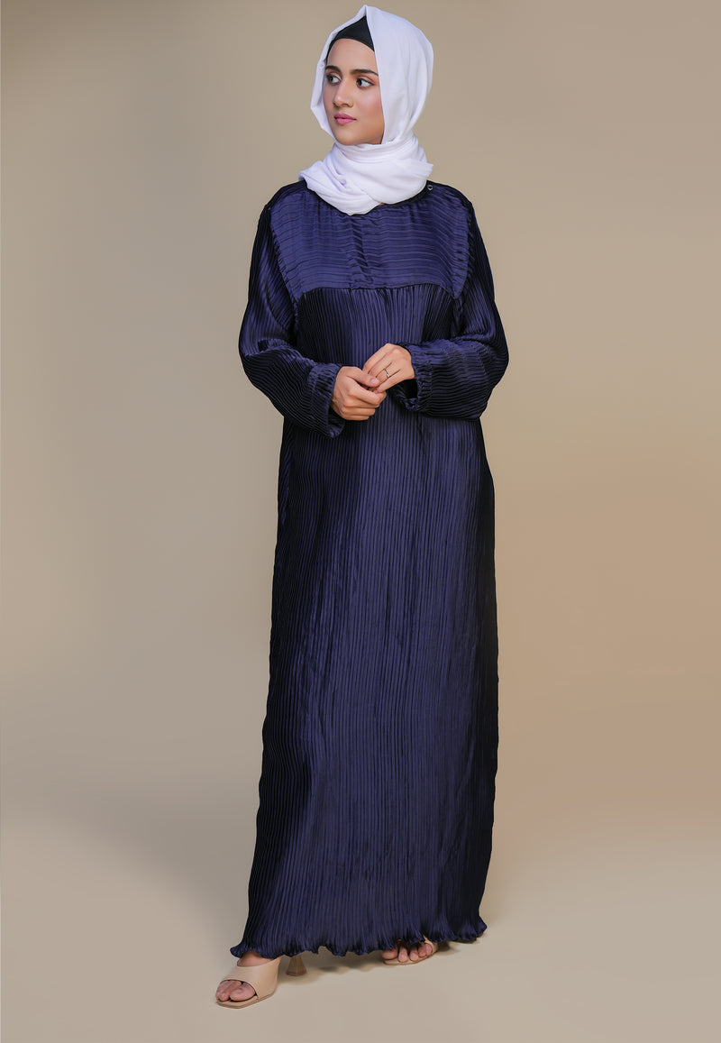 Sapphire Pleat Abaya - Navy Blue