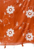 Embroidered Lawn Hijab - Rust