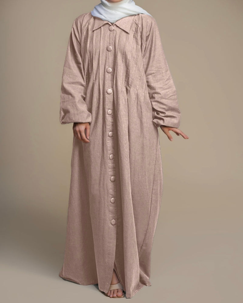 Midnight Denim abaya - Cream
