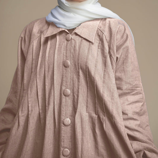 Midnight Denim abaya - Cream