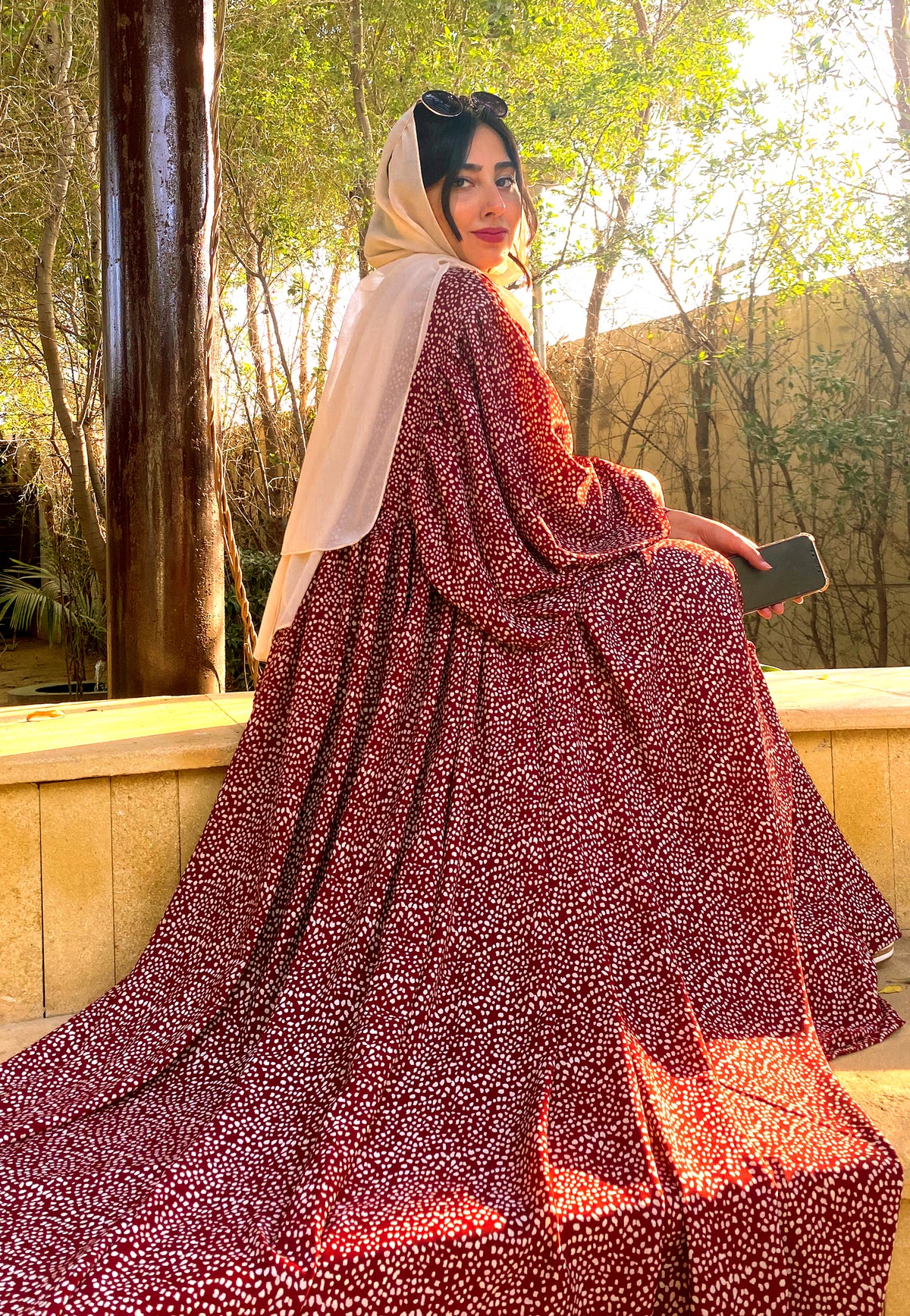 Deep Berry Abaya - Maroon