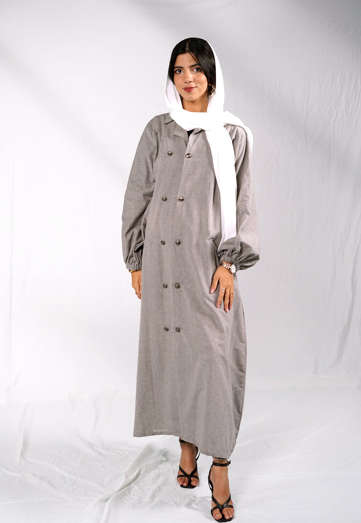 Grey Denim Abaya