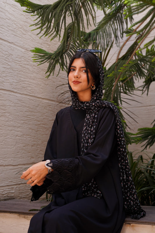 Black Lace Abaya