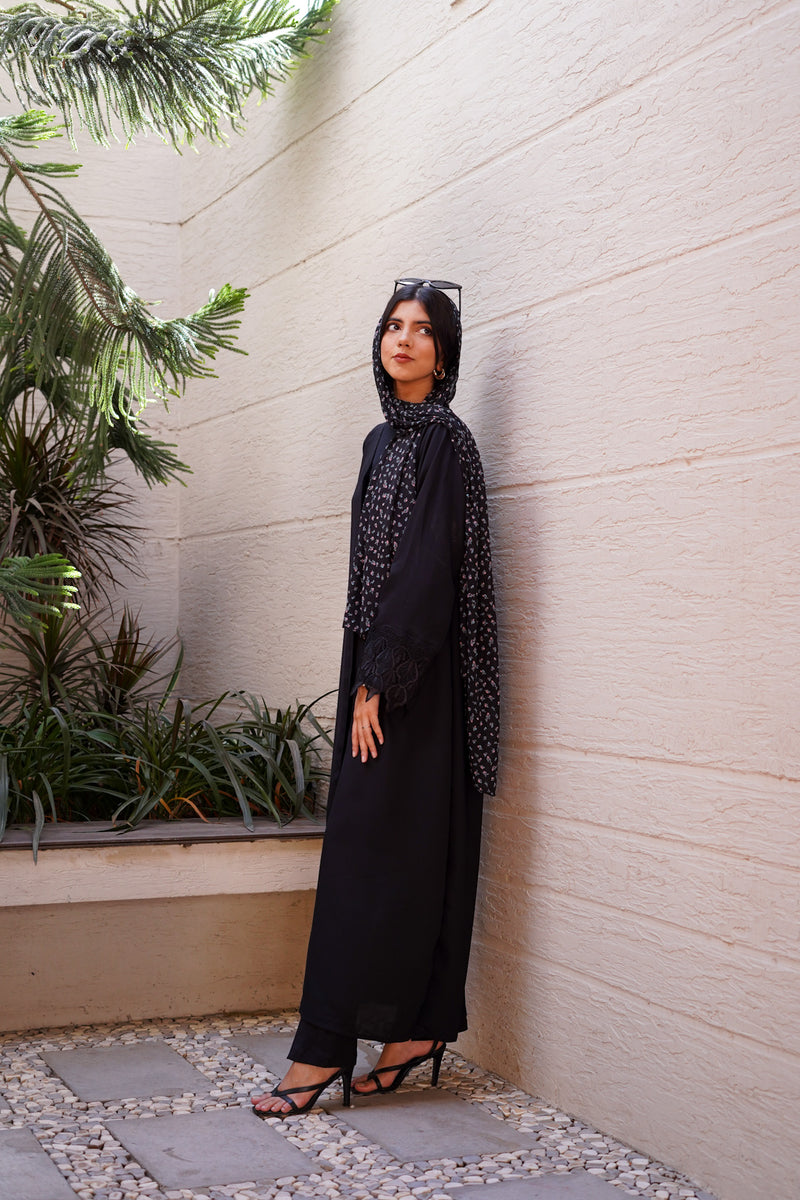 Black Lace Abaya